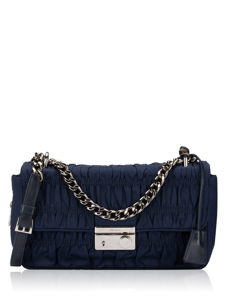 Tessuto Gaufre Sound Medium Shoulder Bag Bleu
