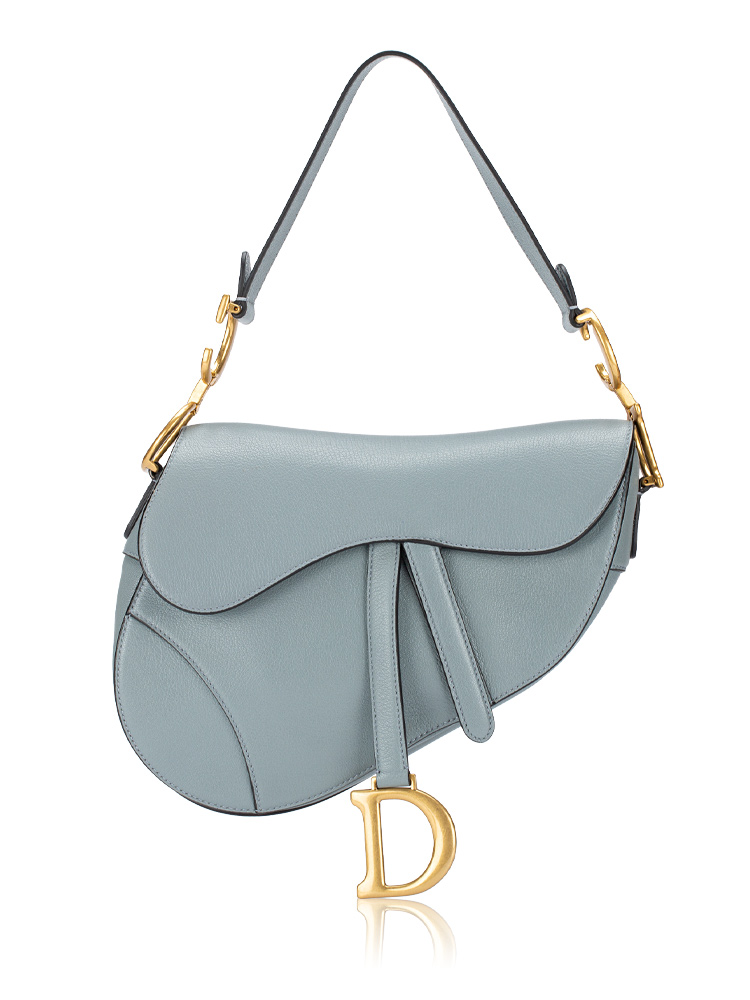 Goatskin Medium Saddle Bag Cloud Blue