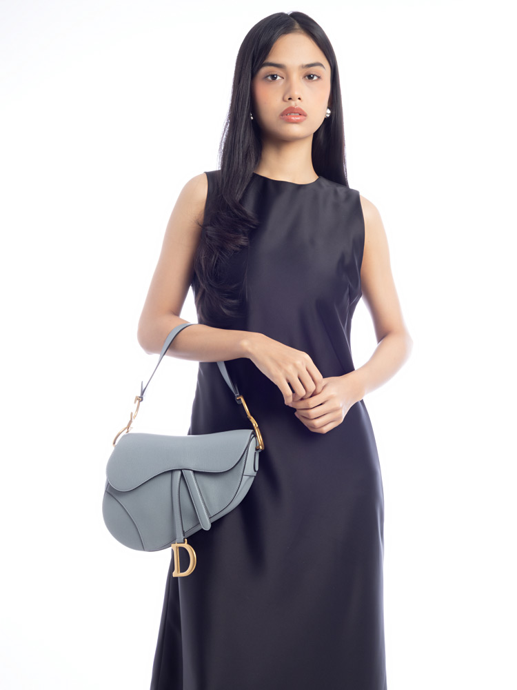 Goatskin Medium Saddle Bag Cloud Blue