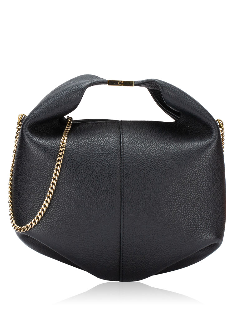 Textured Calfskin Beri With Chain Black