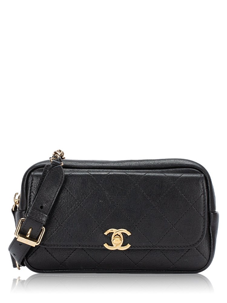 Calfskin Casual Trip 2 Way Bag Black