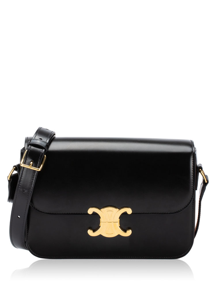 Shiny Calfskin Classique Triomphe Bag Black