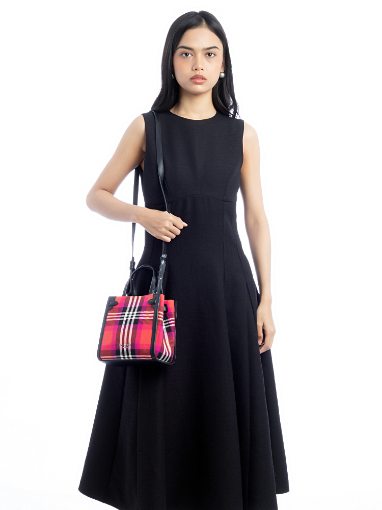 Lane Plaid Small Satchel Red