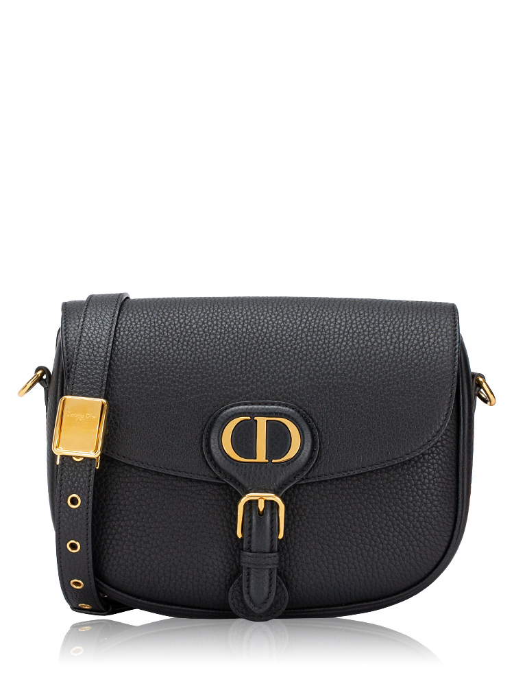 Grained Calfskin Bobby Medium Shoulder Bag Black