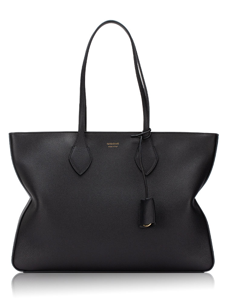 Grained Calfskin Star Large Tote Black