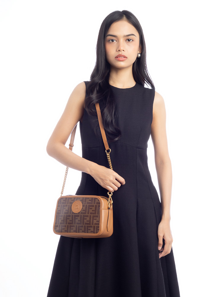 FF 1974 Stamp Patch Camera Bag Mogano Panna Caramello