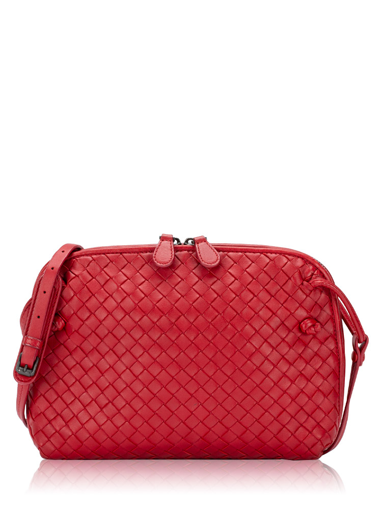Nappa Intrecciato Nodini Crossbody Red