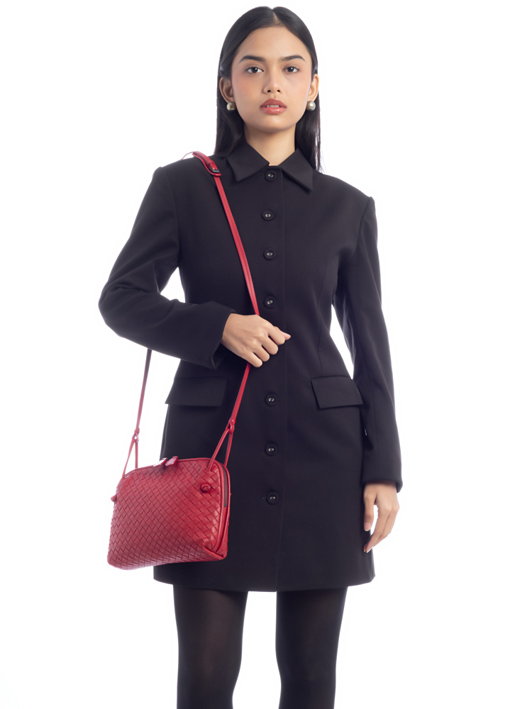 Nappa Intrecciato Nodini Crossbody Red