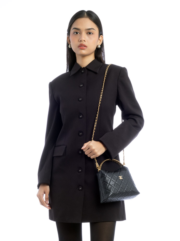 Caviar 24 Hobo Top Handle With Chain Black