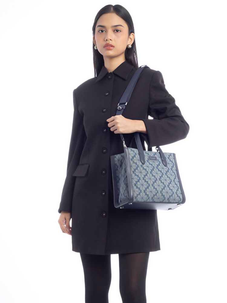 Flower Spade Jacquard Manhattan Small Tote Parisian Navy