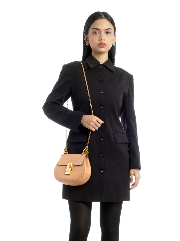 Calfskin Drew Small Crossbody Bag Orange