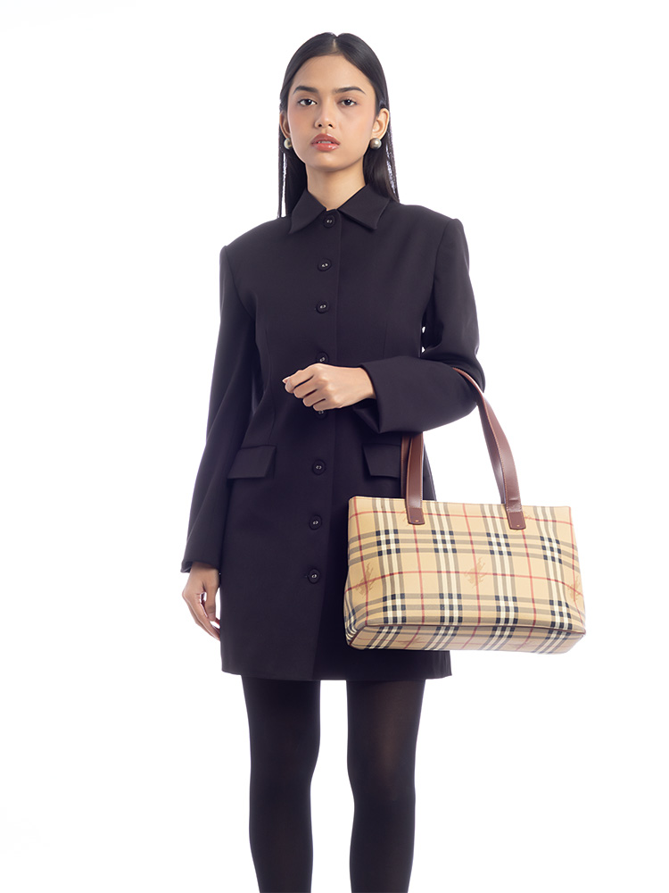 Vintage Haymarket Tote Beige Brown