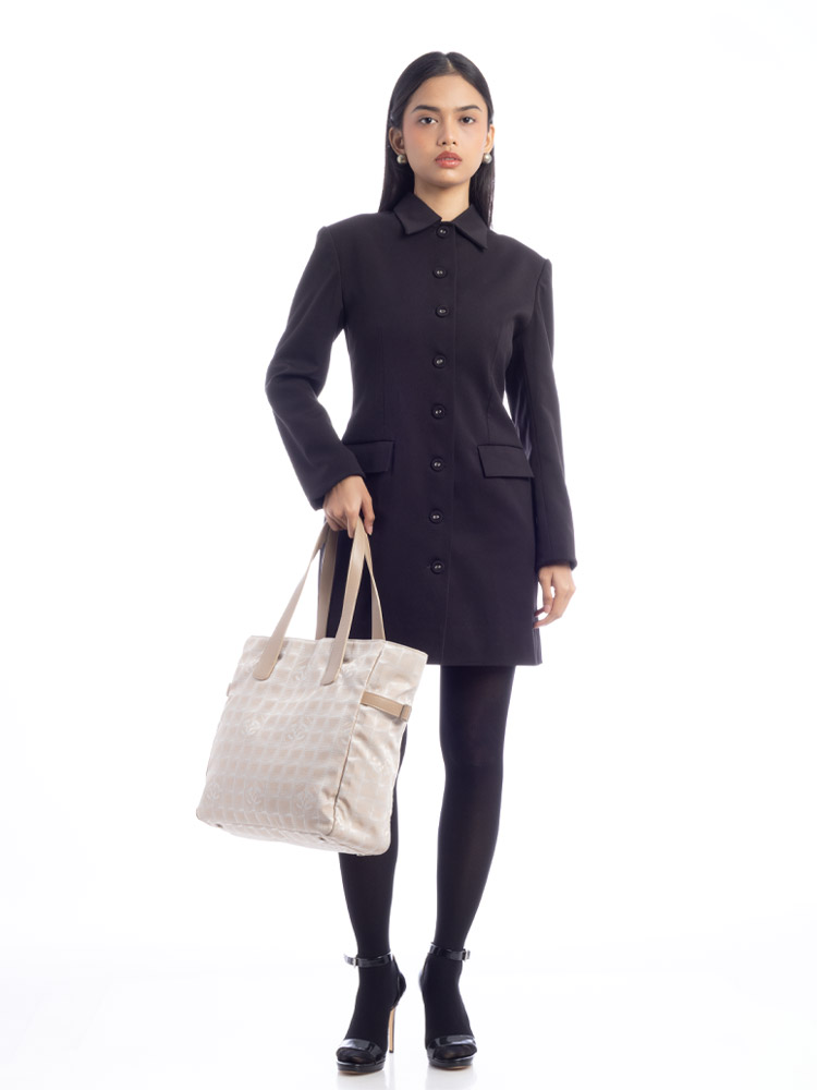 Nylon Travel Ligne Large Tote Beige