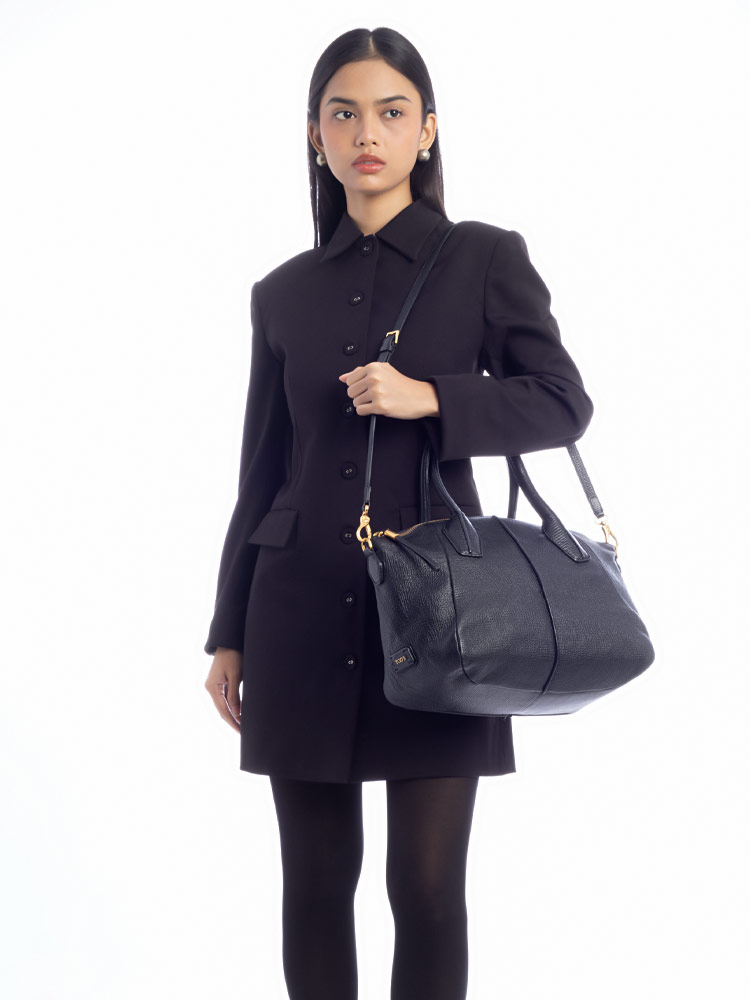 Textured Calfskin DD 2 Manici Bag Nero