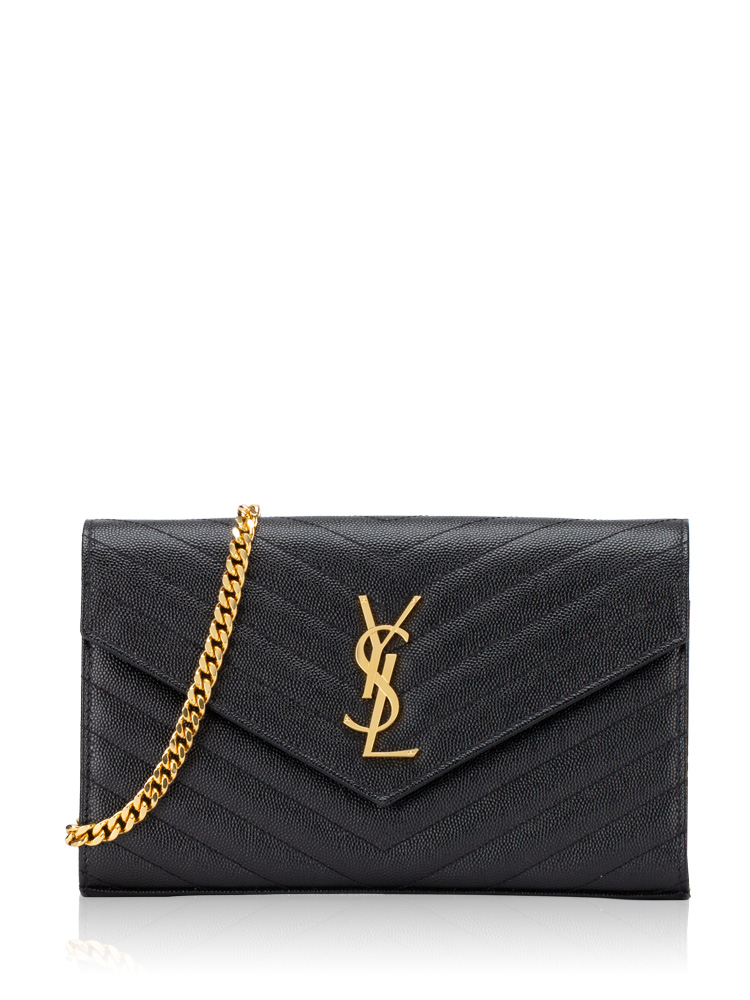 Grain De Poudre Matelasse Monogram 22cm Chain Wallet Nero