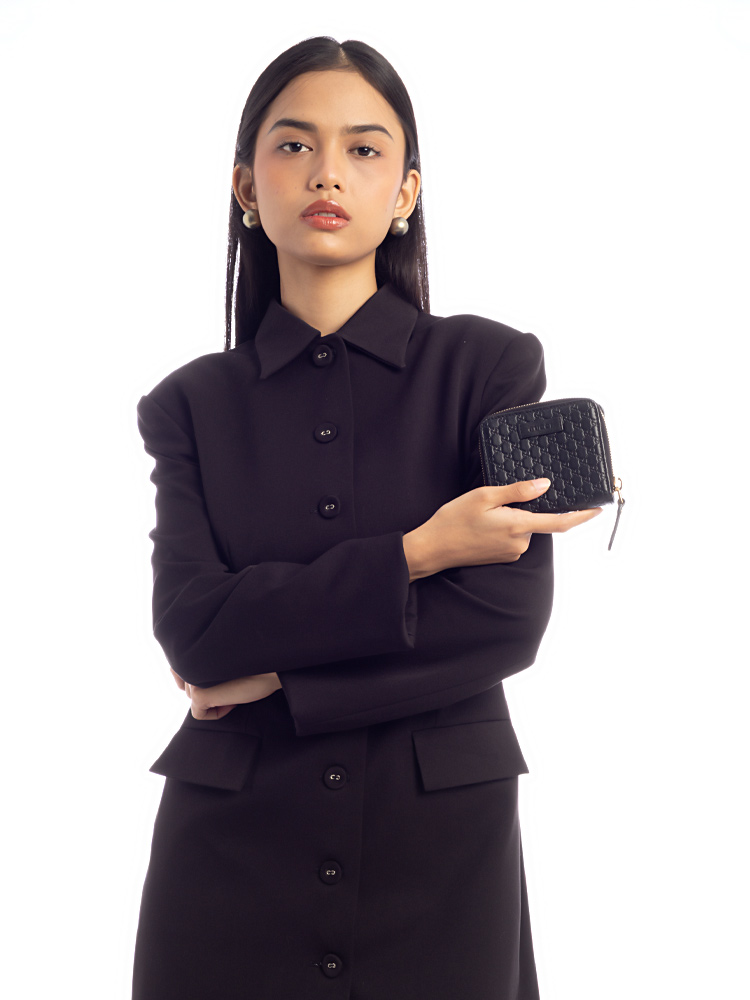 Microguccissima Compact Bi-Fold Wallet Black