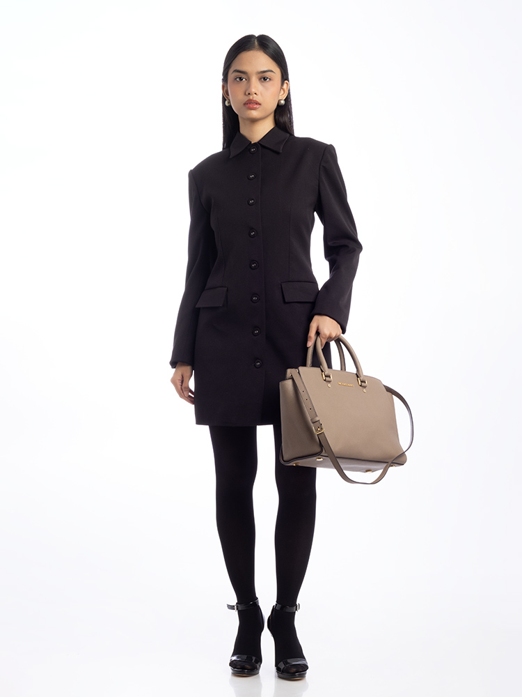 Selma Leather Large Satchel Dark Dune
