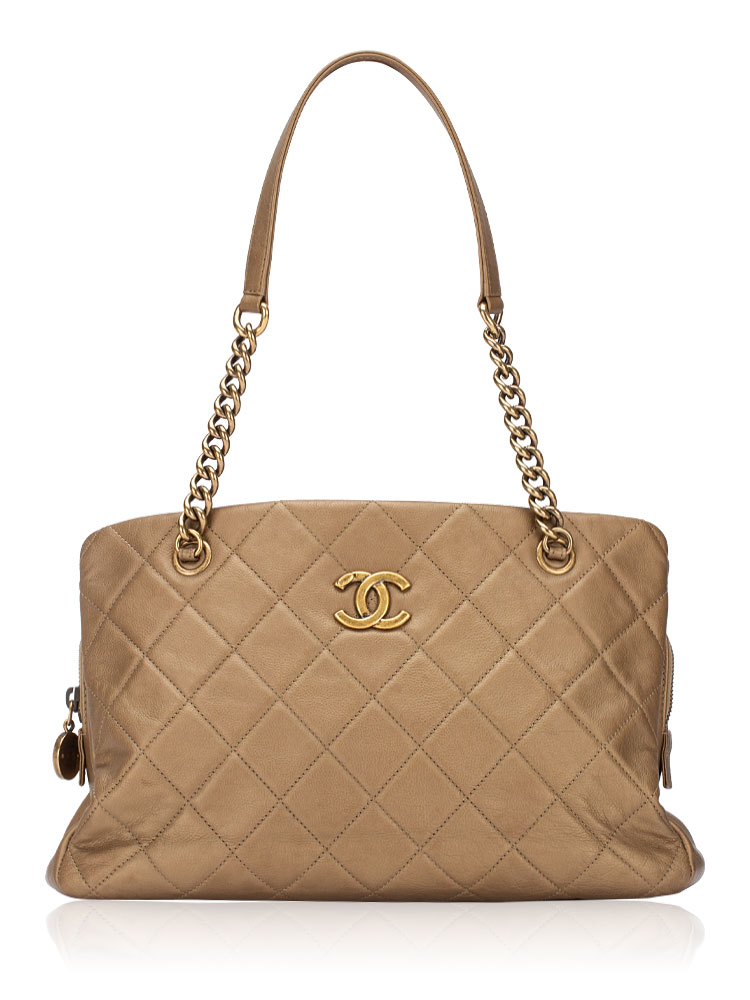 Calfskin Small CC Crown Tote Bronze