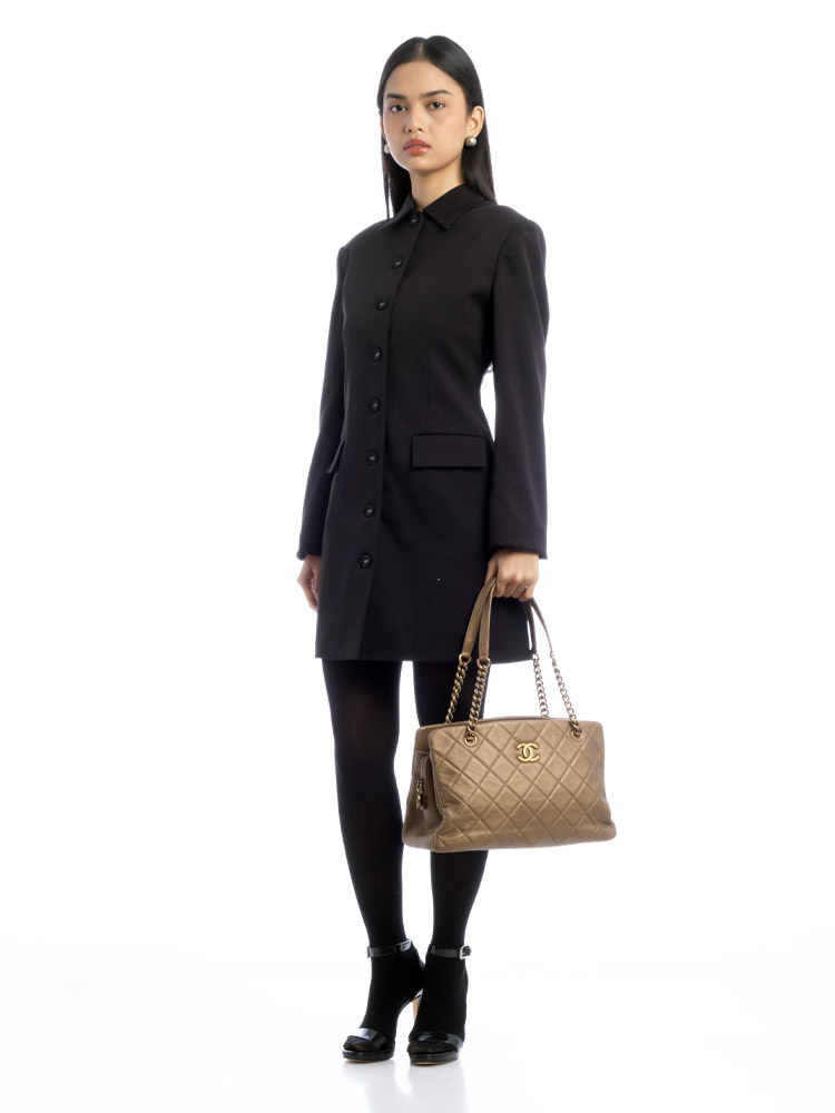 Calfskin Small CC Crown Tote Bronze