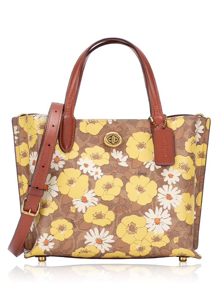 C9721 Signature Willow 24 Floral Tote Tan Rust Multi