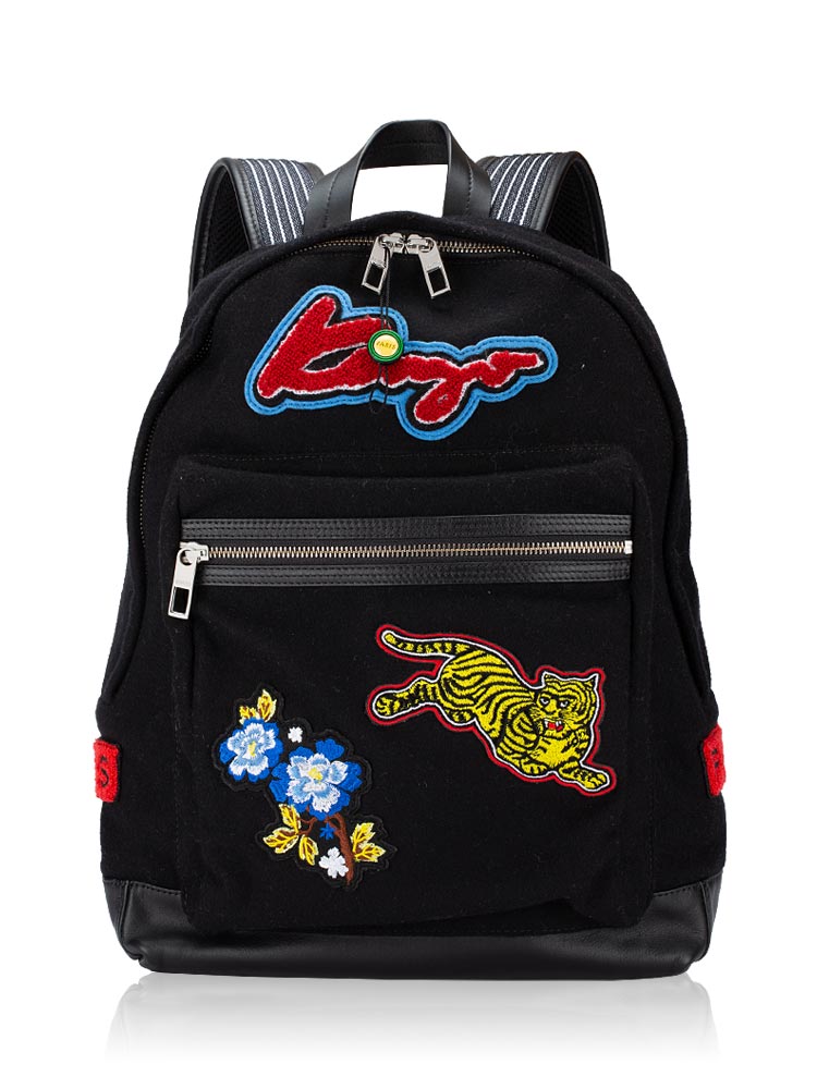 Embroidered Tiger Backpack Black