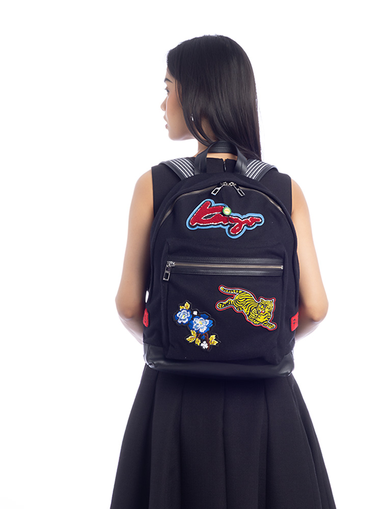 Embroidered Tiger Backpack Black