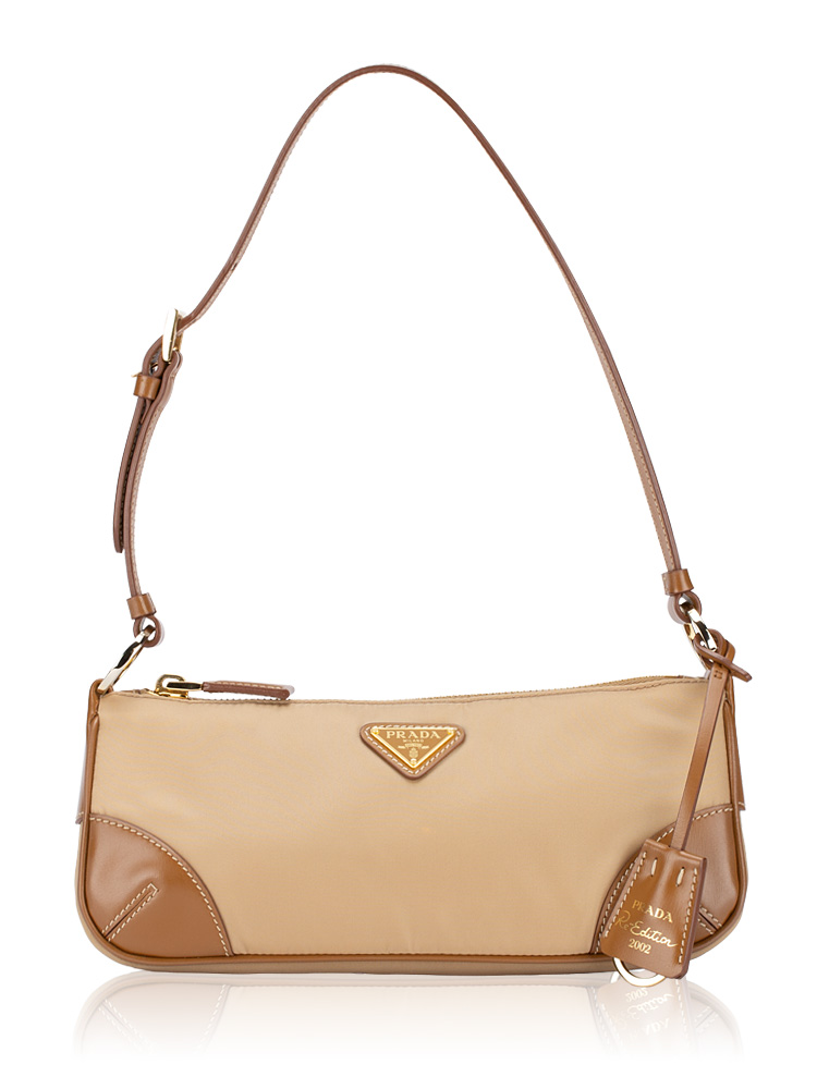 1BC201 Tessuto Spazzolato Re-Edition 2002 Shoulder Bag Cammello