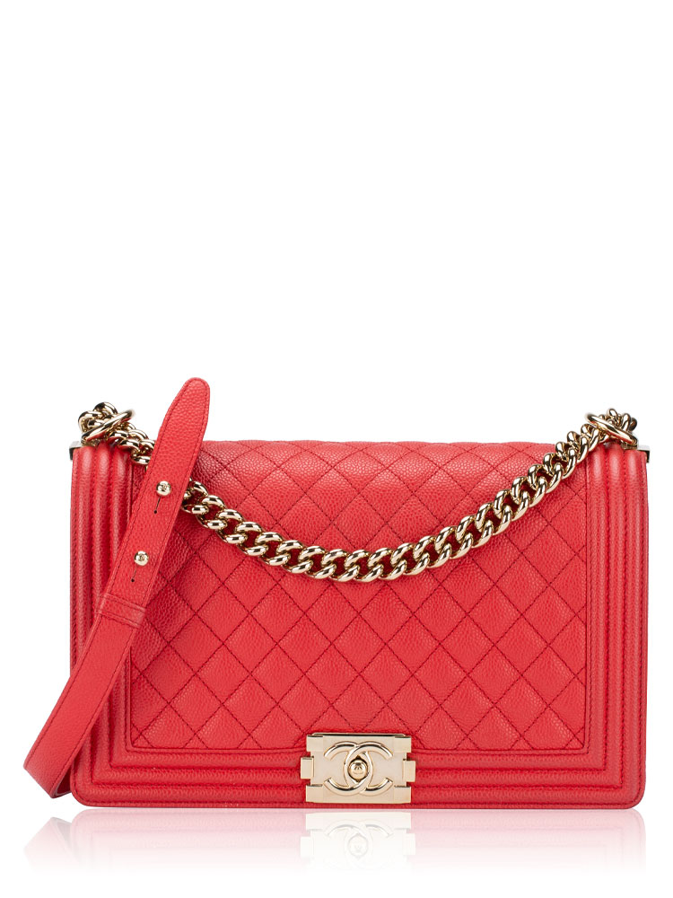Caviar New Medium Boy Flap Bag Red