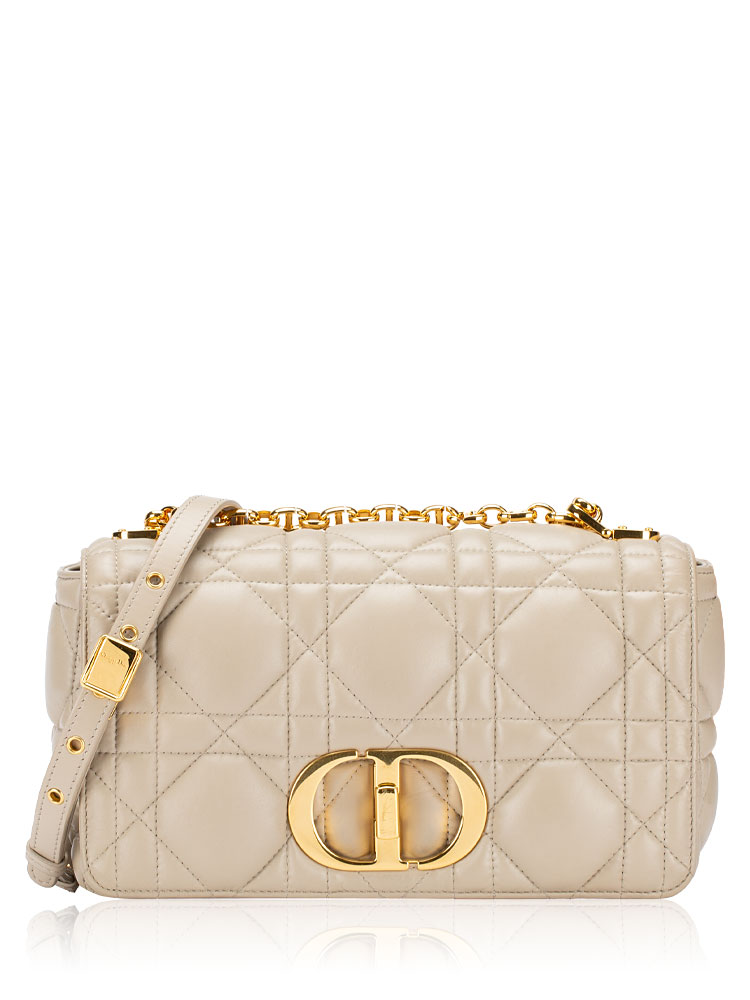 Supple Calfskin Macrocannage Caro Medium Shoulder Bag Taupe