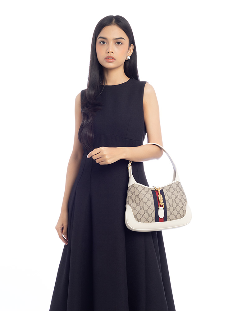 GG Supreme Web Jackie 1961 Small Hobo Beige Ebony Mystic White