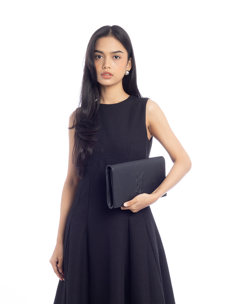 Calfskin Belle De Jour Large Clutch Black