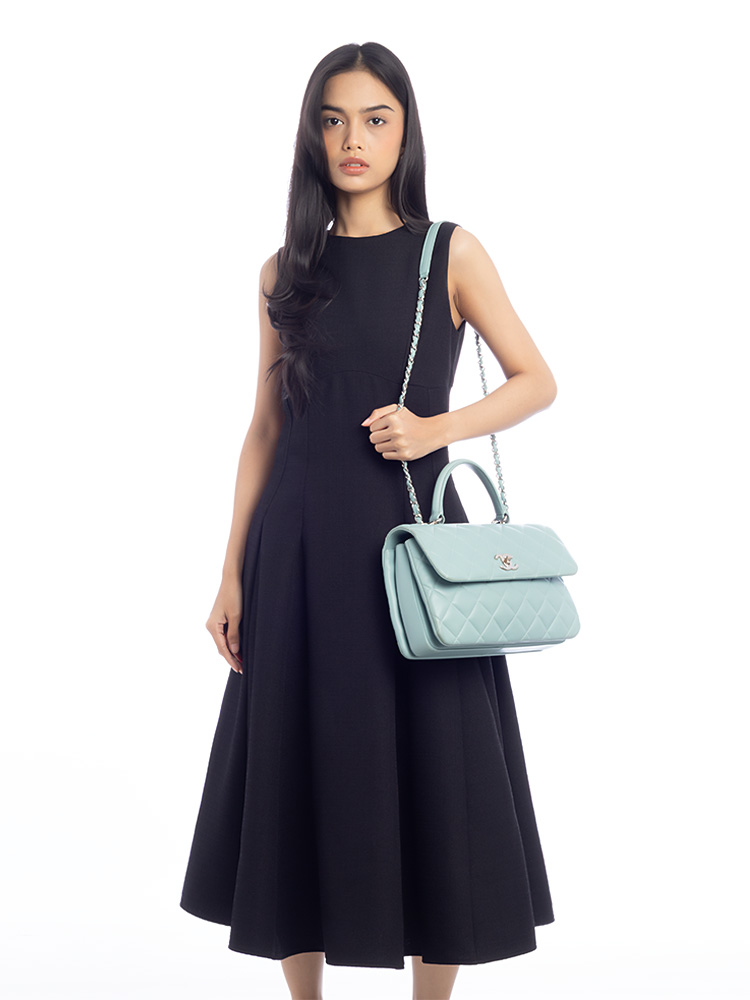 Lambskin Trendy CC Medium Dual Handle Flap Bag Light Blue