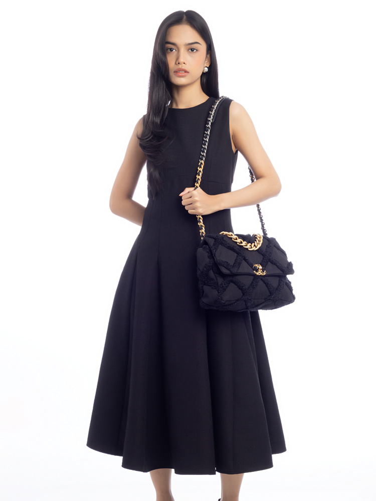 Canvas Quilted Chanel 19 Large Flap Bag Black