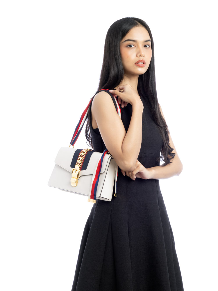 Calfskin Sylvie Small Shoulder Bag White