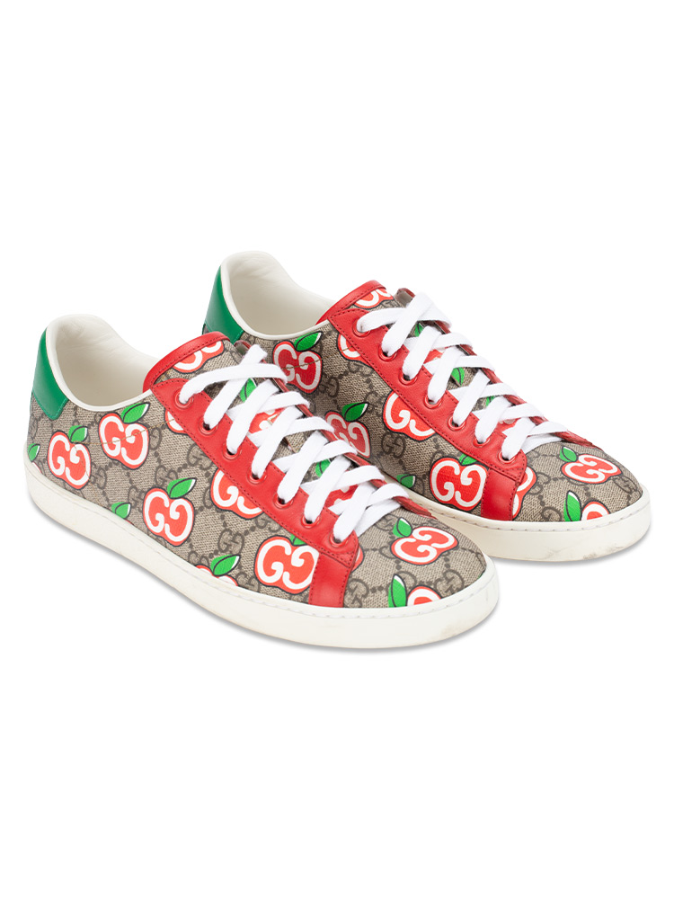 GG Supreme Apple Ace Sneakers Beige Red Sz 38.5