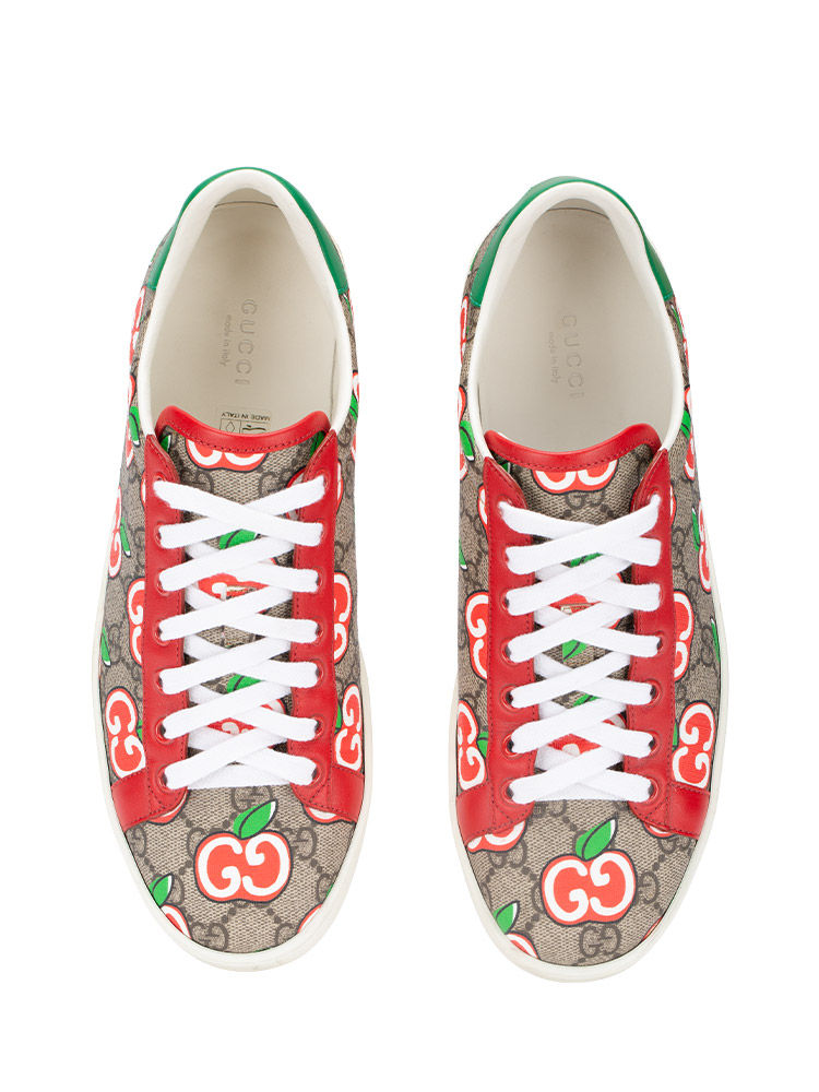 GG Supreme Apple Ace Sneakers Beige Red Sz 38.5