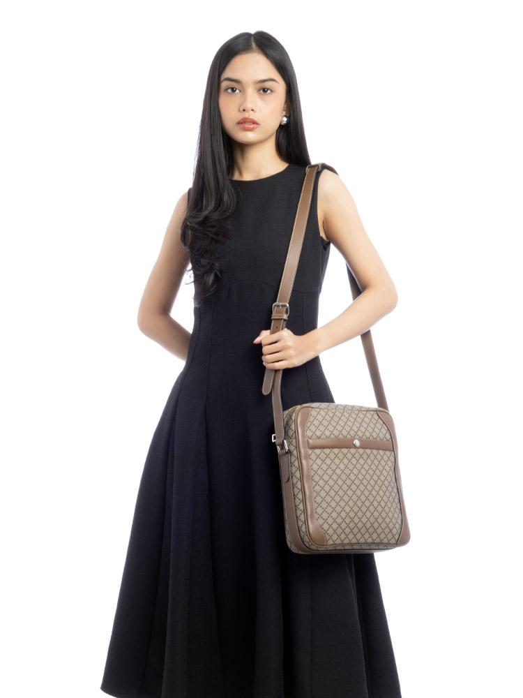 Diamante Shoulder Bag Beige Brown