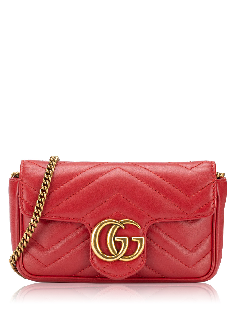 GG Marmont Matelasse Super Mini Shoulder Bag Hibiscus Red