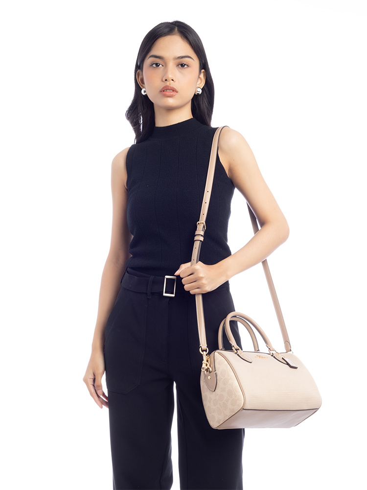 CAK58 Signature Colorblock Rowan Satchel Dark Natural Multi