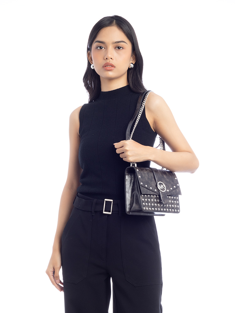 Greenwich Studded Small Crossbody Black