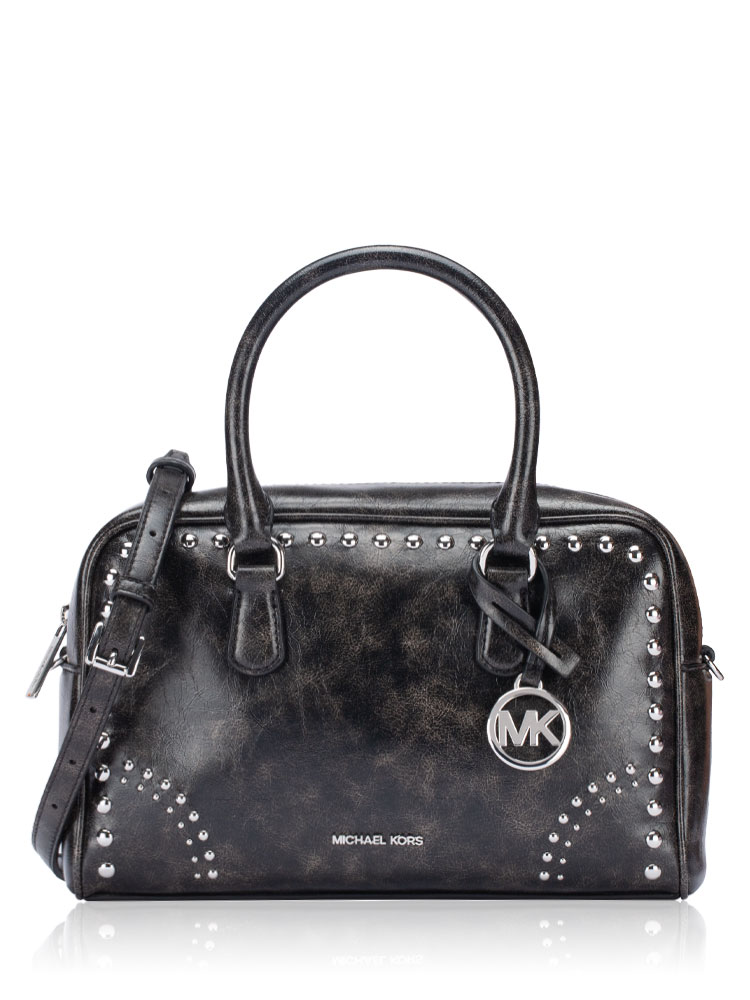 Thompson Medium Studded Satchel Black