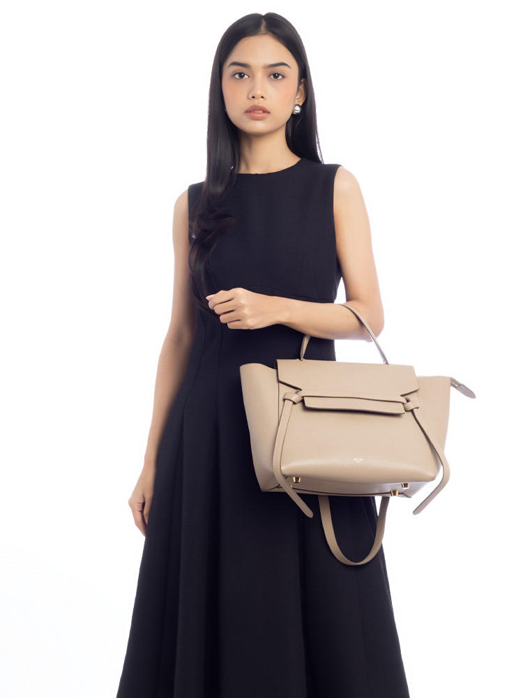 Grained Calfskin Mini Belt Bag Light Taupe