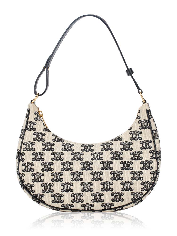 Canvas Triomphe Ava Shoulder Bag White Black