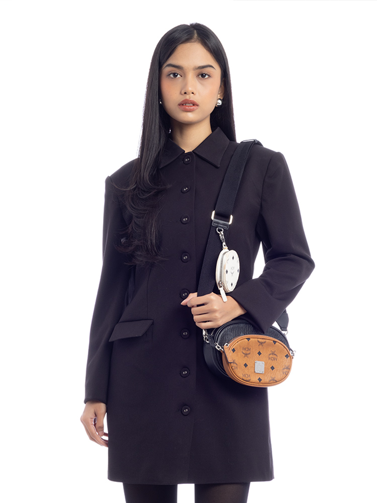 Visetos Aren Multifunction Small Crossbody Black Cognac