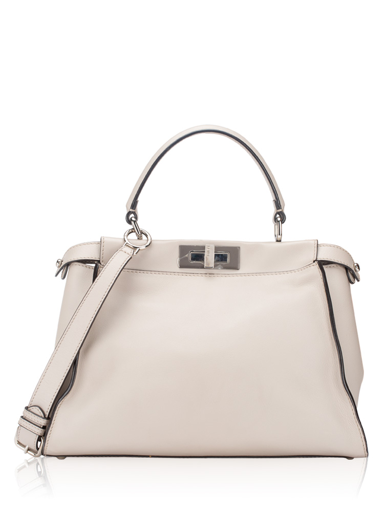 Shiny Nappa Peekaboo Medium Satchel Grigio Polvere