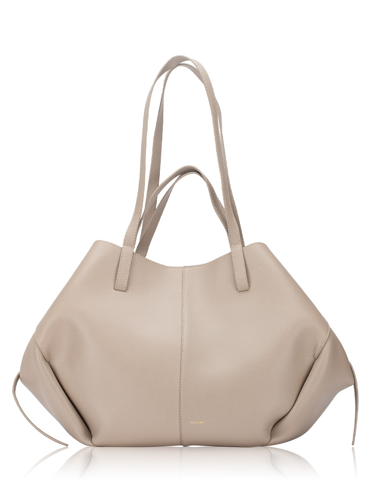 Textured Calfskin Cyme Tote Taupe