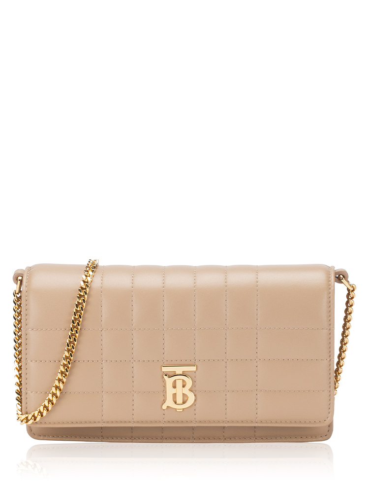 Lambskin Quilted Lola Clutch On Chain Oat Beige