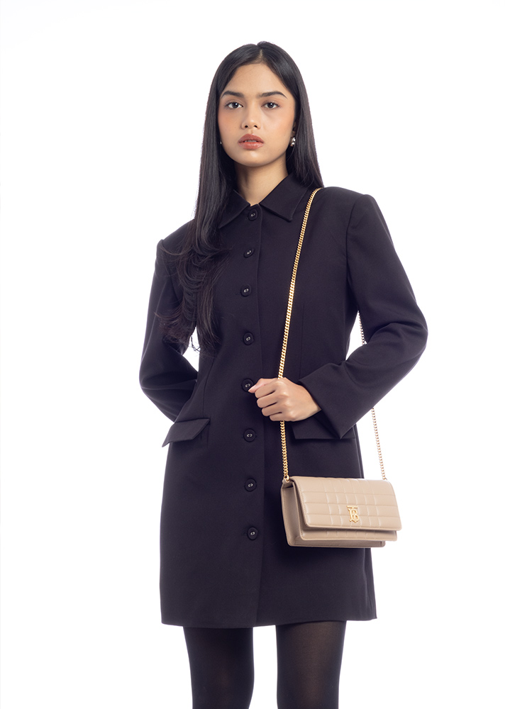 Lambskin Quilted Lola Clutch On Chain Oat Beige