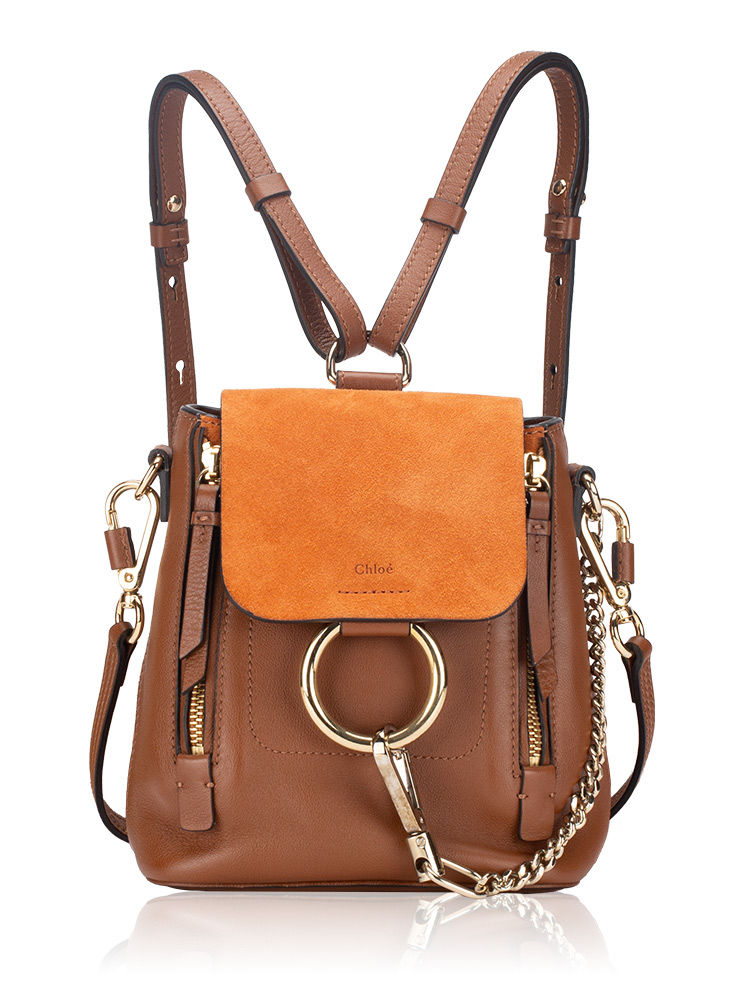 Suede Calfskin Faye Mini Backpack Tan