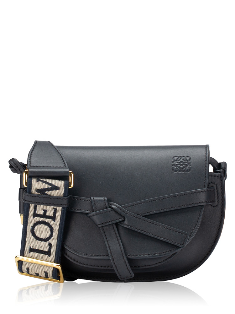 Calfskin Jacquard Gate Mini Dual Bag Black